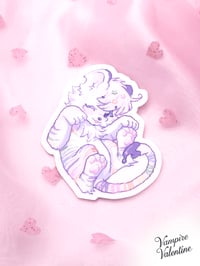 Image 2 of Oekaki Internet Rainbow Tiger | Pixel Art Sparkle Cat 3 Inch Art on Waterproof Vinyl