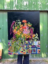 Zinneas, Chrysanthemum + Granny Squares
