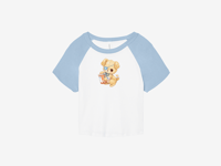 Image 1 of Pill Puppy Baby Tee | Kitsch Art on Women's Raglan Cropped Shirt