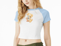 Image 2 of Pill Puppy Baby Tee | Kitsch Art on Women's Raglan Cropped Shirt