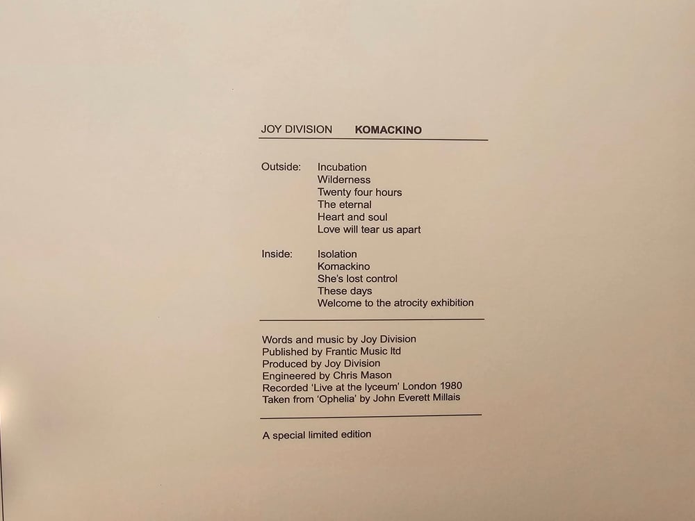 Image of JOY DIVISION KOMACKINO RE-ISSUE LP