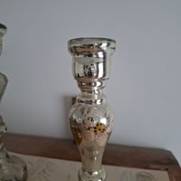 Image 6 of Wonderful Weathered  Antique Mercury Glass Candlestick Holder