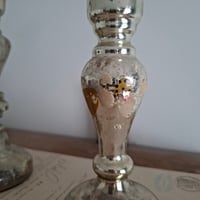 Image 7 of Wonderful Weathered  Antique Mercury Glass Candlestick Holder