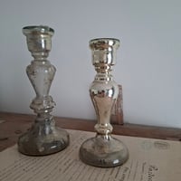 Image 5 of Wonderful Weathered  Antique Mercury Glass Candlestick Holder