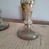 Image 8 of Wonderful Weathered  Antique Mercury Glass Candlestick Holder