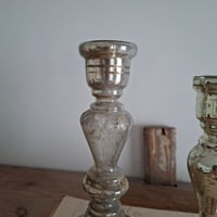 Image 3 of Wonderful Weathered  Antique Mercury Glass Candlestick Holder