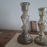 Image 2 of Wonderful Weathered  Antique Mercury Glass Candlestick Holder