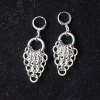 Stainless steel chainmail fan earrings