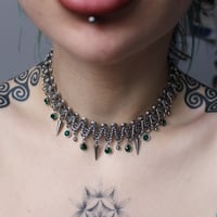 Image 2 of Stainless steel zigzag chainmail necklace green