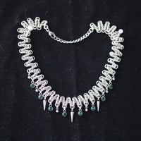 Image 1 of Stainless steel zigzag chainmail necklace green