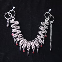 Image 1 of Stainless steel chunky zigzag necklace red