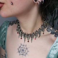 Image 2 of Stainless steel chunky zigzag necklace red