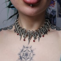 Image 3 of Stainless steel chunky zigzag necklace red