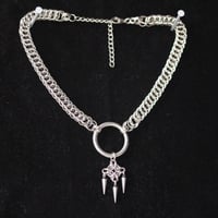 Image 1 of Stainless steel chainmail welded O ring necklace with diamond spike charm