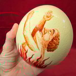 Image of Painted Ostrich Egg on Pedestal 2
