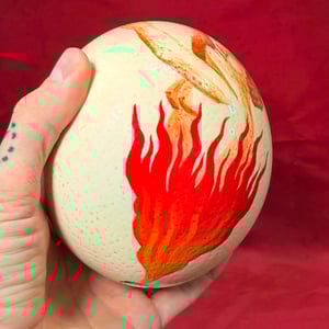 Image of Painted Ostrich Egg on Pedestal 2