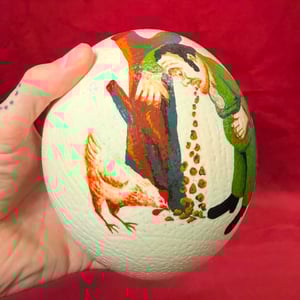 Image of Painted Ostrich Egg on Pedestal 4