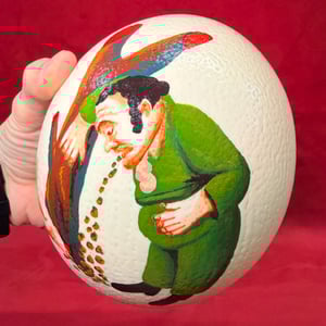 Image of Painted Ostrich Egg on Pedestal 4