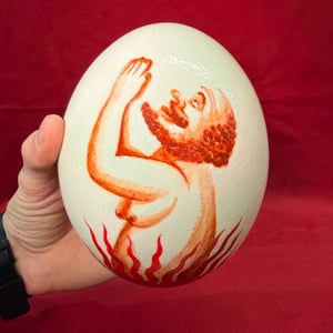 Image of Painted Ostrich Egg on Pedestal 5