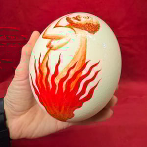 Image of Painted Ostrich Egg on Pedestal 5
