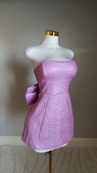 Image 5 of Athena bow mini dress (Hot pink)