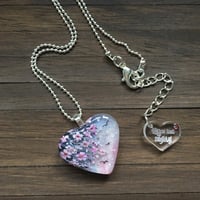 Image 1 of Cherry Blossom Grey Resin Mini Heart Pendant