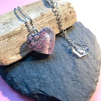Image 2 of Cherry Blossom Grey Resin Mini Heart Pendant