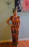 Elegant Chain Link Animal Print Streachy Dress & Scarf Set
