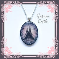 Image 1 of Sakura Castle Hand Painted Resin Pendant