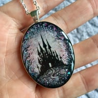 Image 3 of Sakura Castle Hand Painted Resin Pendant
