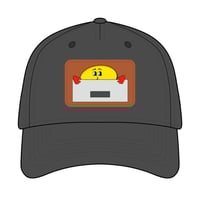 Smiley Peek Leather Patch Baseball Cap — Cute Peeking Emoji Patch Hat