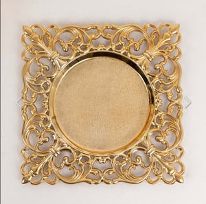 Image of Gold Acrylic  square flower charger plates 13  inch 