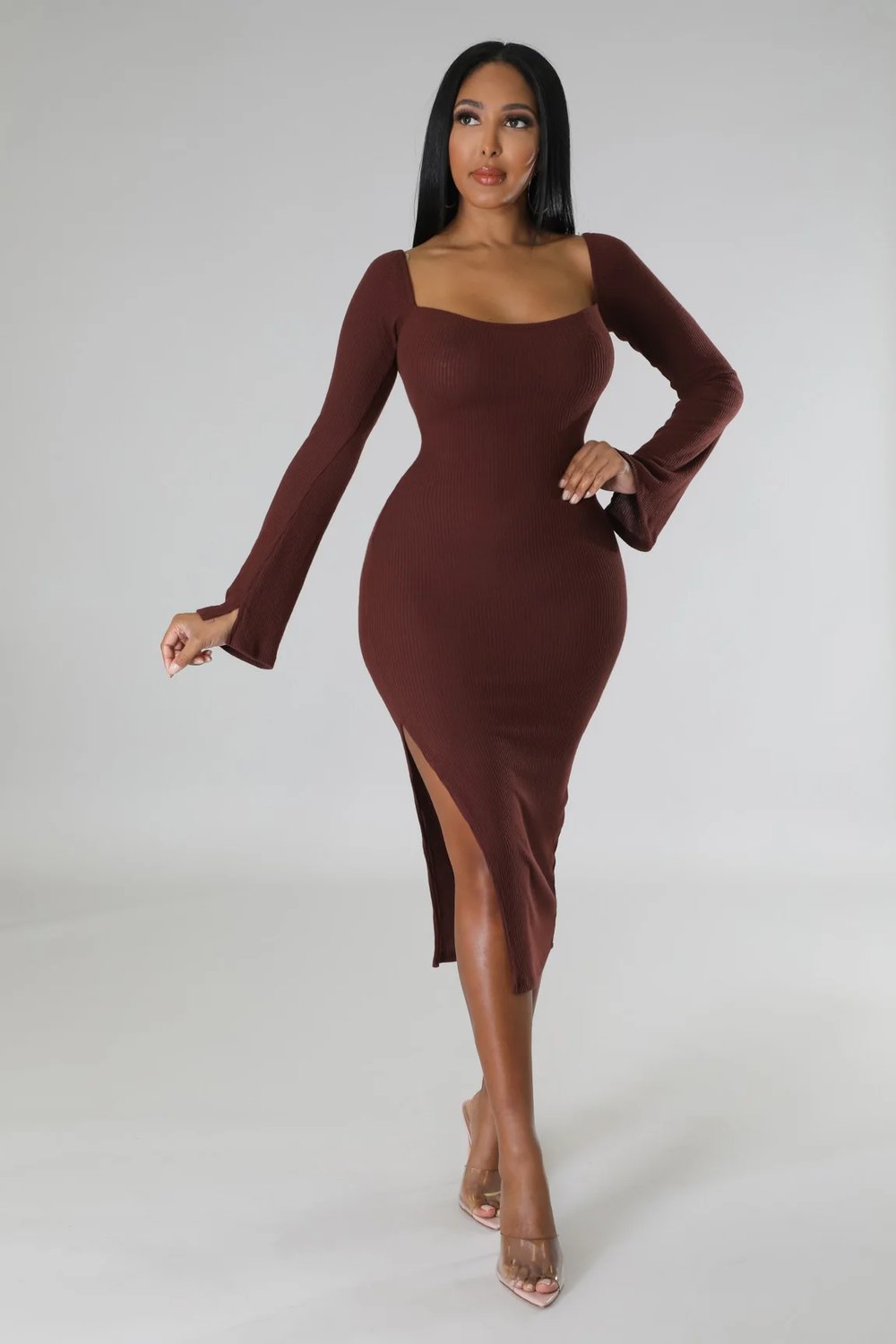 Image of DARLA DRESS-root beer brown 