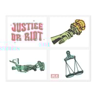 Image 1 of Justice Or Riot Sticker Sheets - Fun Justice-Themed Decals for Empowerment, Activism, Gifts, and Jou