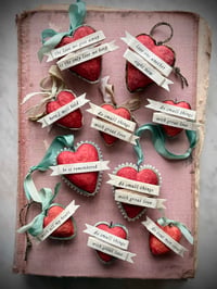 Image 2 of Spun Cotton Heart Ornaments (multiple options)