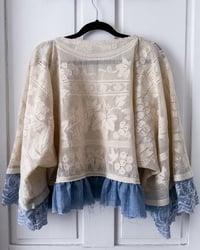 Image 2 of Upcycled Vintage Table Cloth Ruffled Boho Top