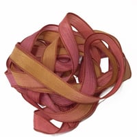Image 1 of 1PC. GOLD RUSH  42" Hand Dyed Finished Edge Silk Wrist Wrap Bracelet/Jewelry/Craft Ribbons