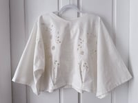 Image 1 of Upcycled Vintage Heavy Linen/Cotton Tablecloth Boho Top