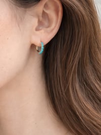 Image 4 of Baby Turquoise Huggie Hoop Earring