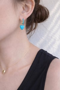 Image 6 of Baby Turquoise Huggie Hoop Earring