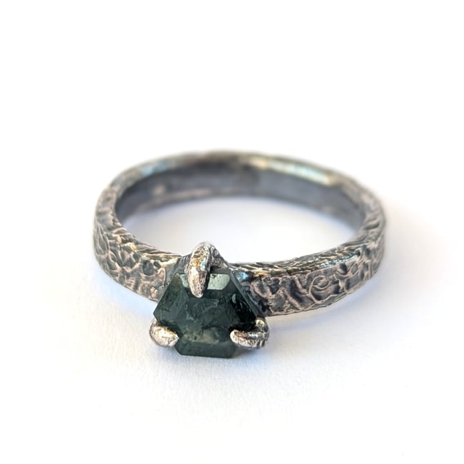 Moss Agate Medieval Ring 