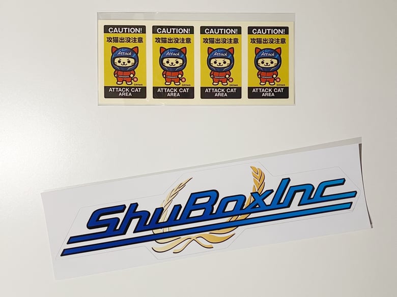 Image of Attack Cat Mini Sticker / ShuBoxInc Wreath Logo Set