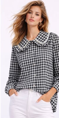 Image 1 of CAMISA CUADROS CUELLO  NEGRO