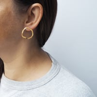 Image 2 of *NEW* Mini Wave Earrings - Wavy gold tone drop stud earrings