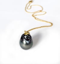 Image 1 of Black Baroque Tahitian Pearl Pendant 18k