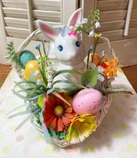 Vintage Bunny Easter Spring Basket Decoration