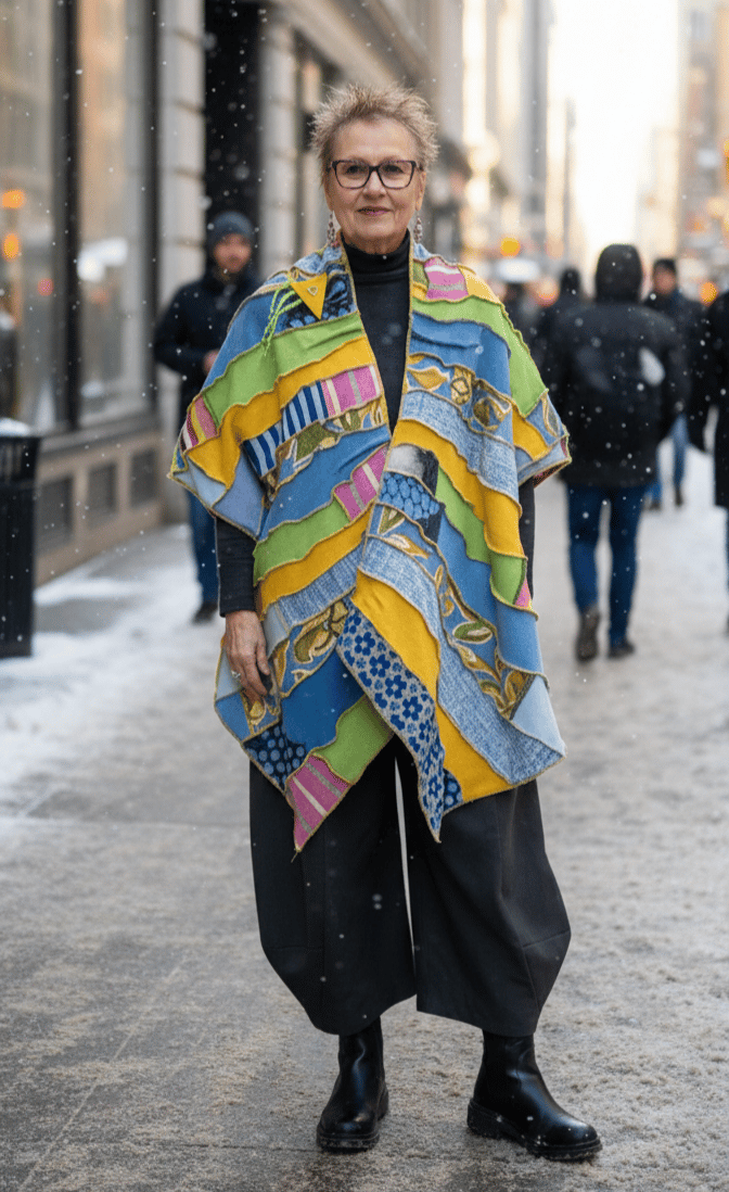 Image of collage shawl, the blues