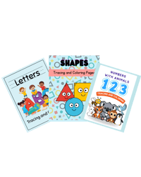 Image 1 of PDF VERSION: ALL 3 SETS - Letters, Numbers & Shapes Tracing & Coloring Pages