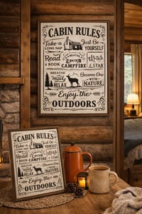 Image 1 of Cabin Rules Sign.