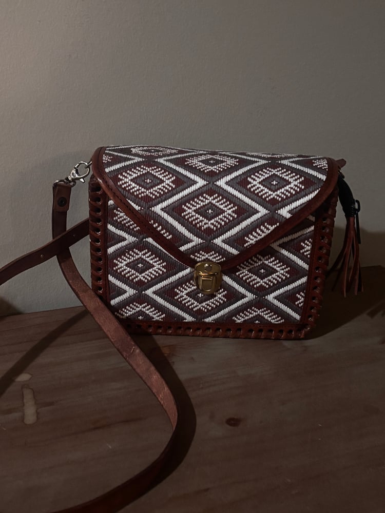 Image of Leather- Brown and White